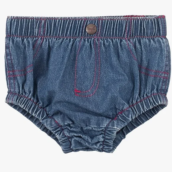Wrangler baby denim blue Jean bloomers romper diaper cover bottoms pants vintage - Picture 2 of 2